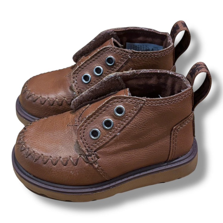 Size toddler 5 TOMS brown leather boots w/ hidden velcro closure Default Title / Toddler / -