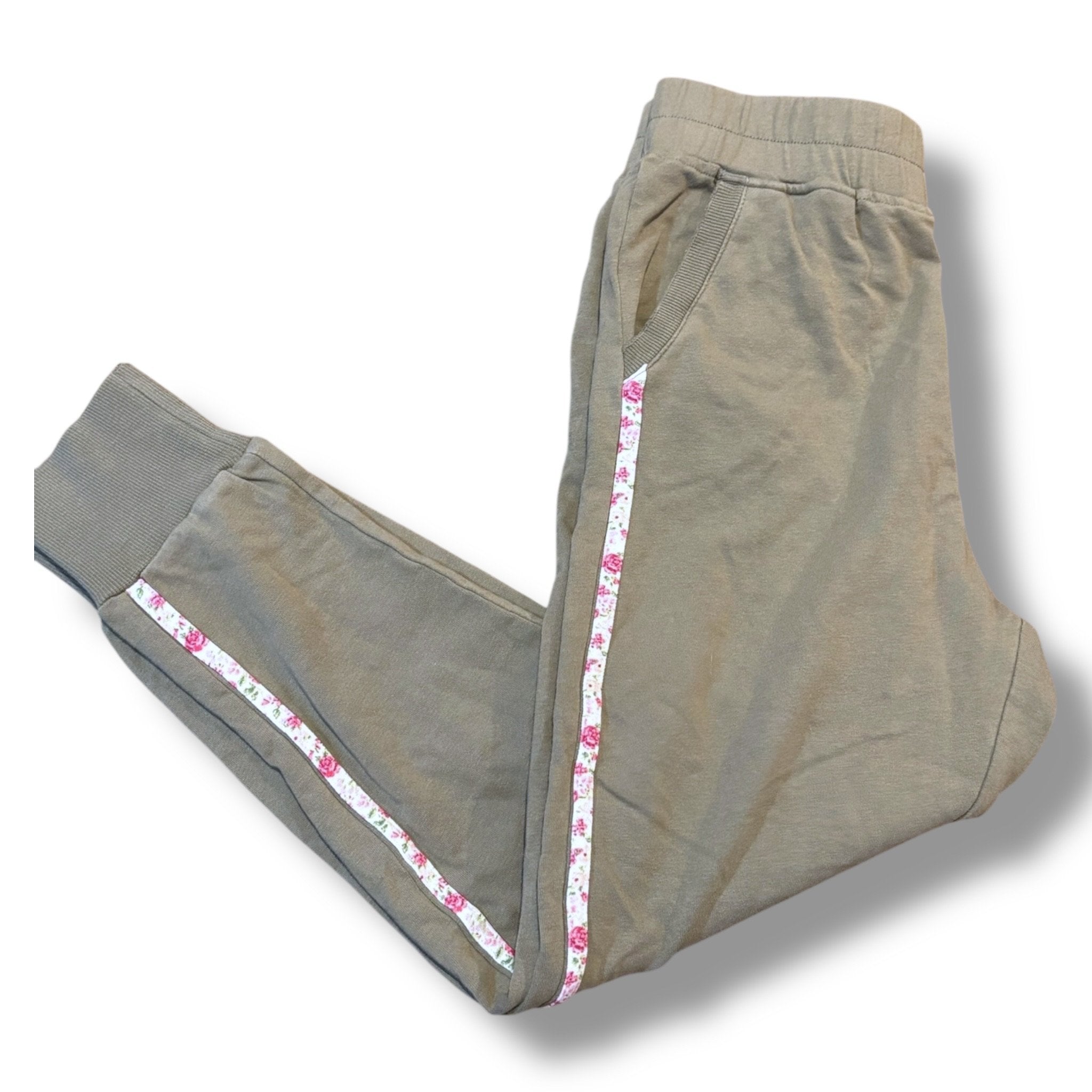 Size 8 Matilda Jane olive green joggers w/ floral stripe on side NWT Default Title / 8 / Girl