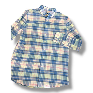 Size 16 Vineyard vines blue/white/aqua/pink linen button up Default Title / 16 / Boy