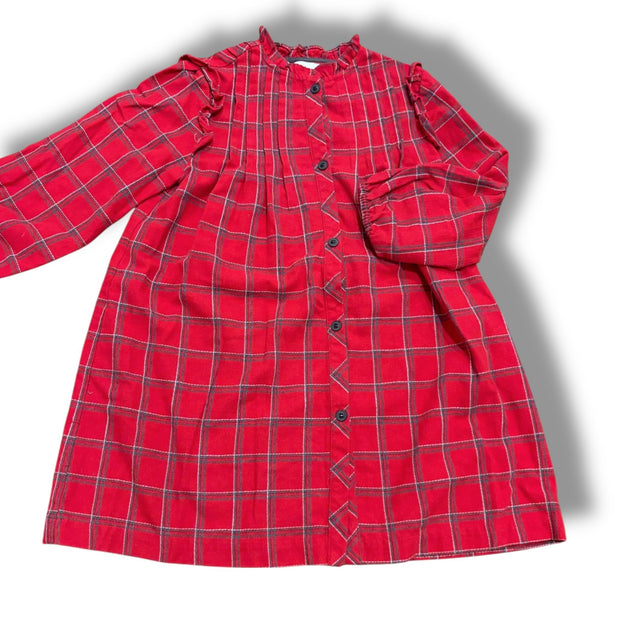 Size 9 Zara red with grey plaid long sleeve flannel dress Default Title / 9 / Girl