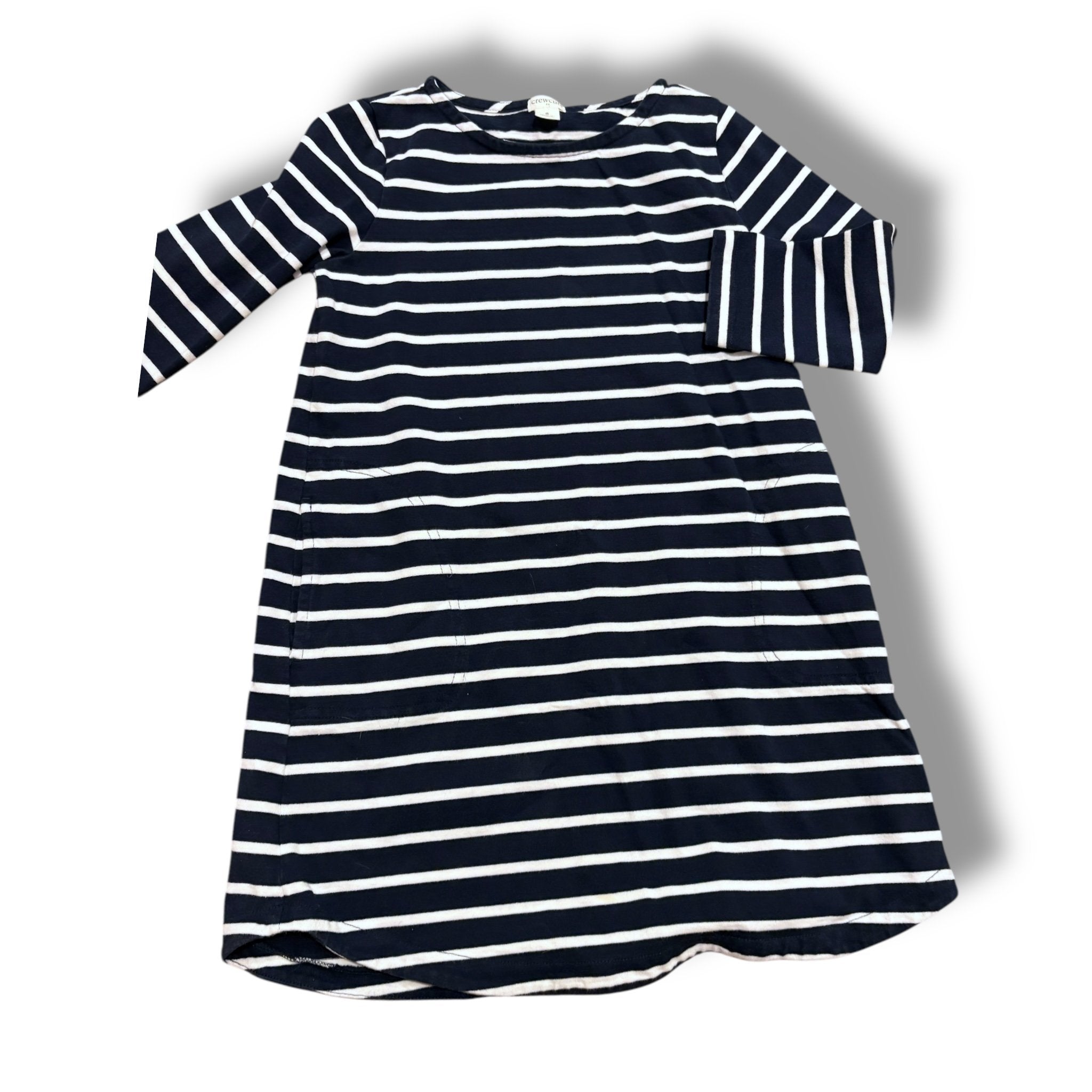 Size 8 crewcuts navy and white stripe long sleeve dress with pockets Default Title / 8 / Girl