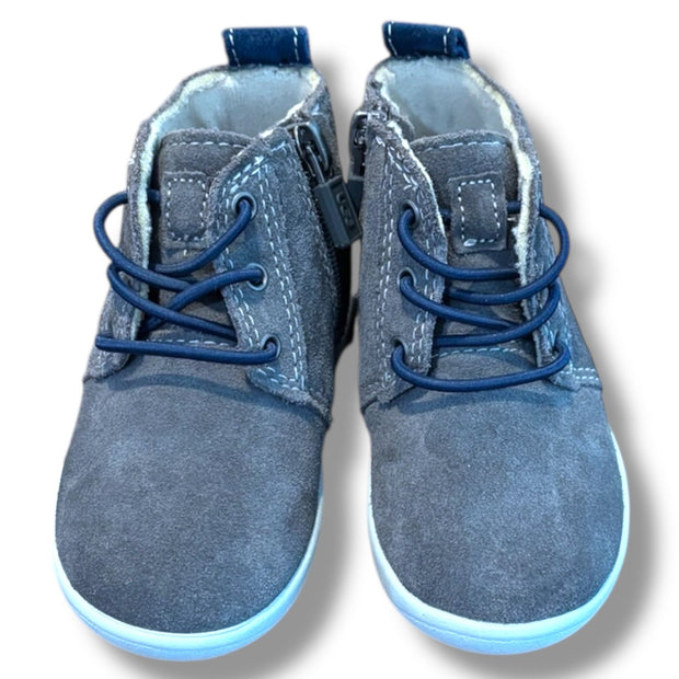 Size 6 Ugg gray suede high tops w/ navy laces, side zipper Default Title / 6 / -