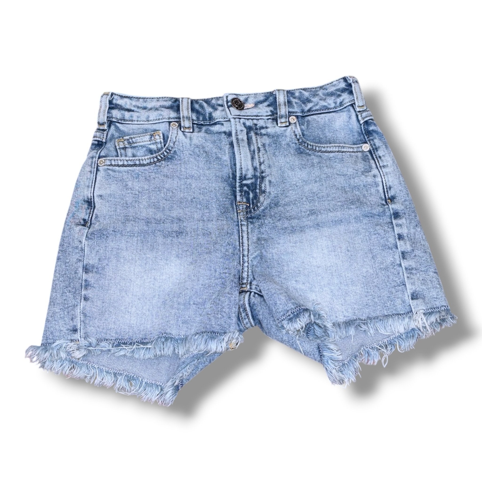 Size 10 Scotch & Soda light wash frayed hem denim shorts Default Title / 10 / Girl