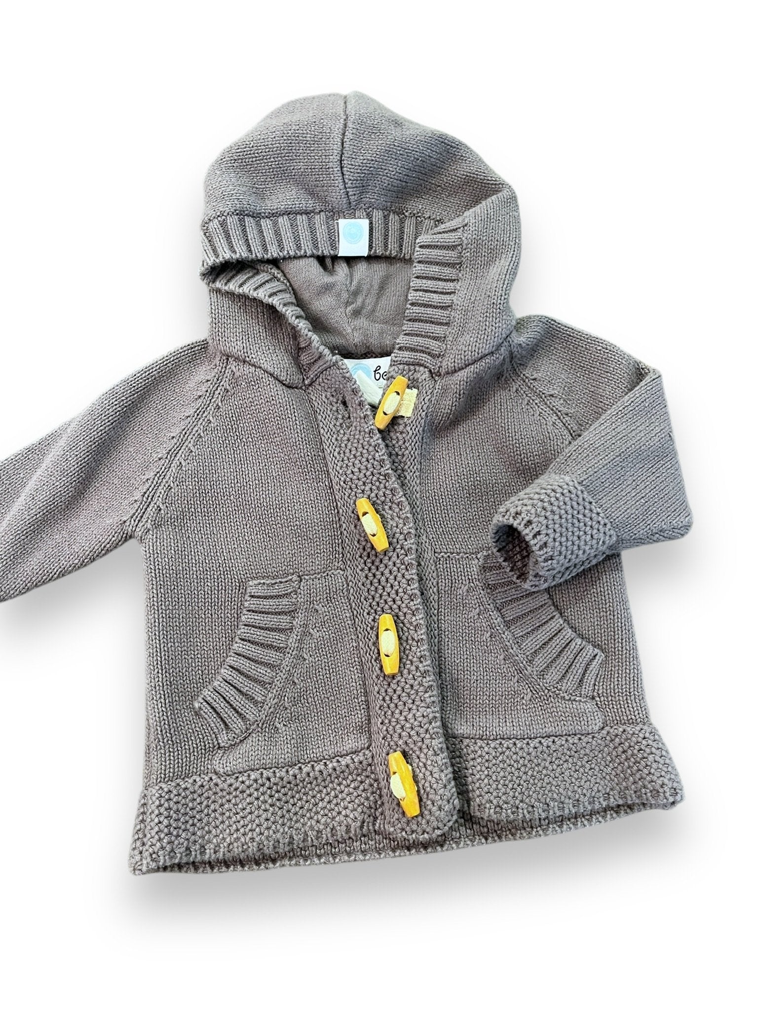 3-6 month beba bean grey hooded toggle button cardigan Default Title / 3-6 month / Boy