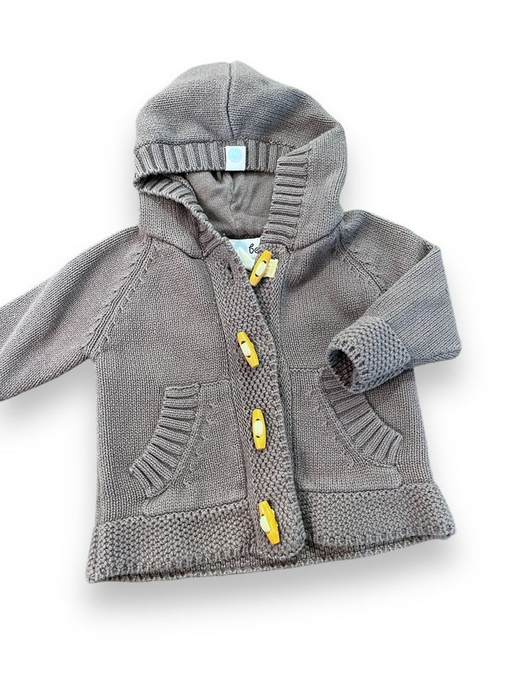 3-6 month beba bean grey hooded toggle button cardigan Default Title / 3-6 month / Boy