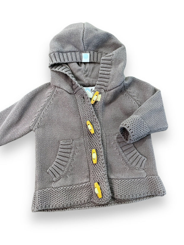 3-6 month beba bean grey hooded toggle button cardigan Default Title / 3-6 month / Boy