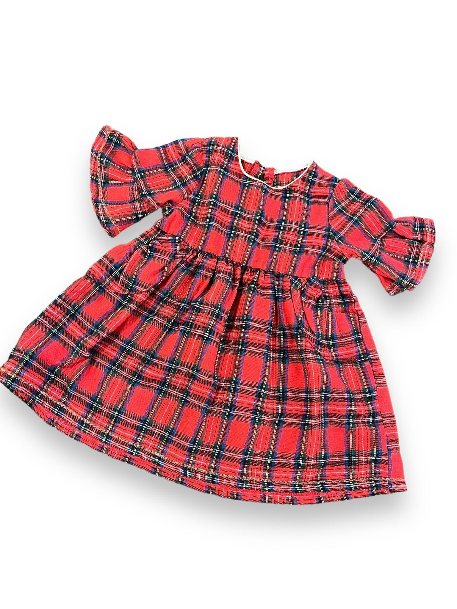 Size 12-18 month mudpie plaid dress with gold neckline Default Title / 12-18 month / Girl