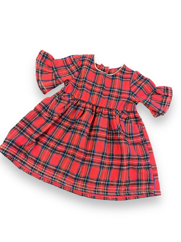 Size 12-18 month mudpie plaid dress with gold neckline Default Title / 12-18 month / Girl