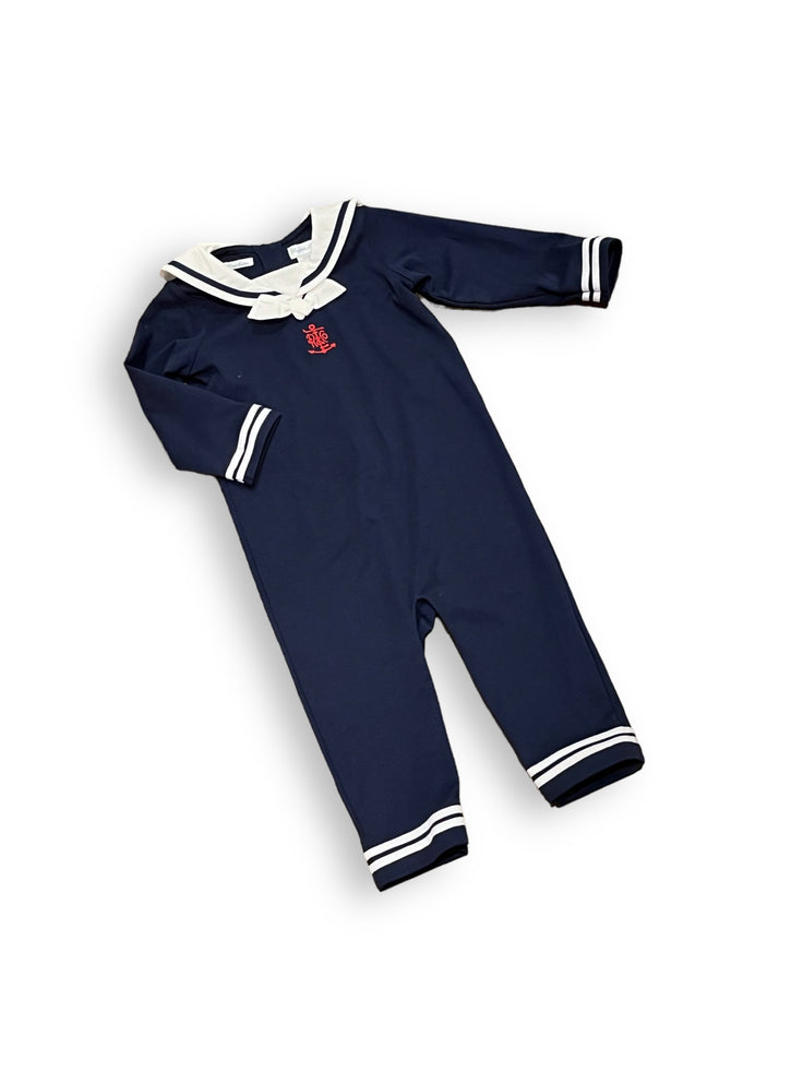 Size 9 month Ralph Lauren navy long sleeve sailor-inspired romper, NWT Default Title / 9 month / Boy