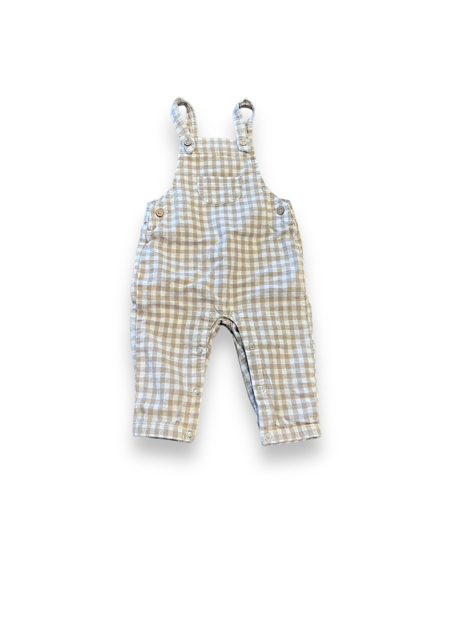 Size 3-6 month Rylee + Cru tan and beige gingham overalls Default Title / 3-6 month / Boy