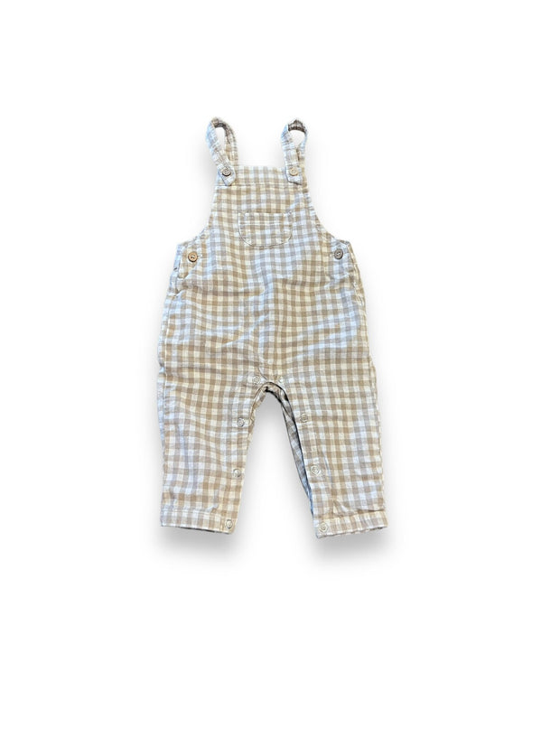 Size 3-6 month Rylee + Cru tan and beige gingham overalls Default Title / 3-6 month / Boy