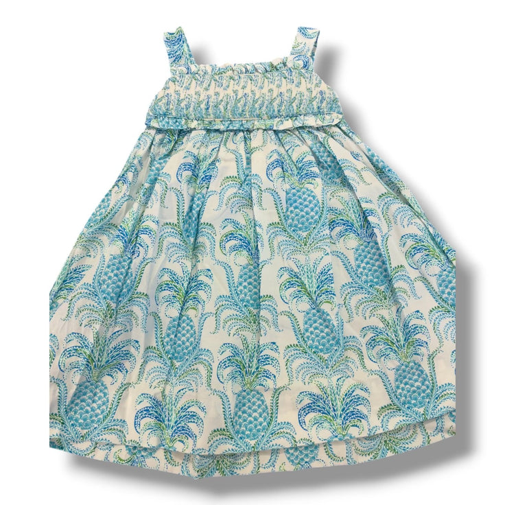 Size 2 Le’ Za Me white dress w/ blue/green pineapples Default Title / 2 / Girl