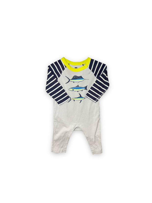 Size 6-9 month Tea fish long romper Default Title / 6-9 month / Boy