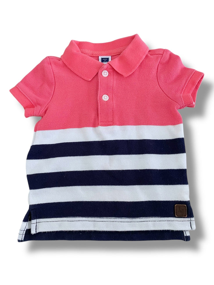 Size 3-6 month Janie and Jack pink polo with navy and white stripe bottom Default Title / 3-6 month / Boy