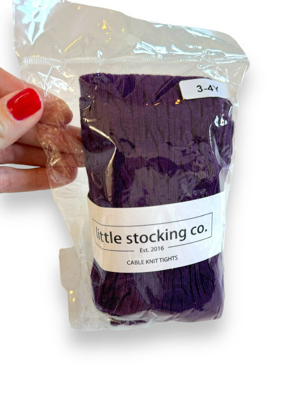 Size 3-4 Little Stocking Co 'Plum' cable knit tights NWT (Copy) Default Title / 4-Mar / -