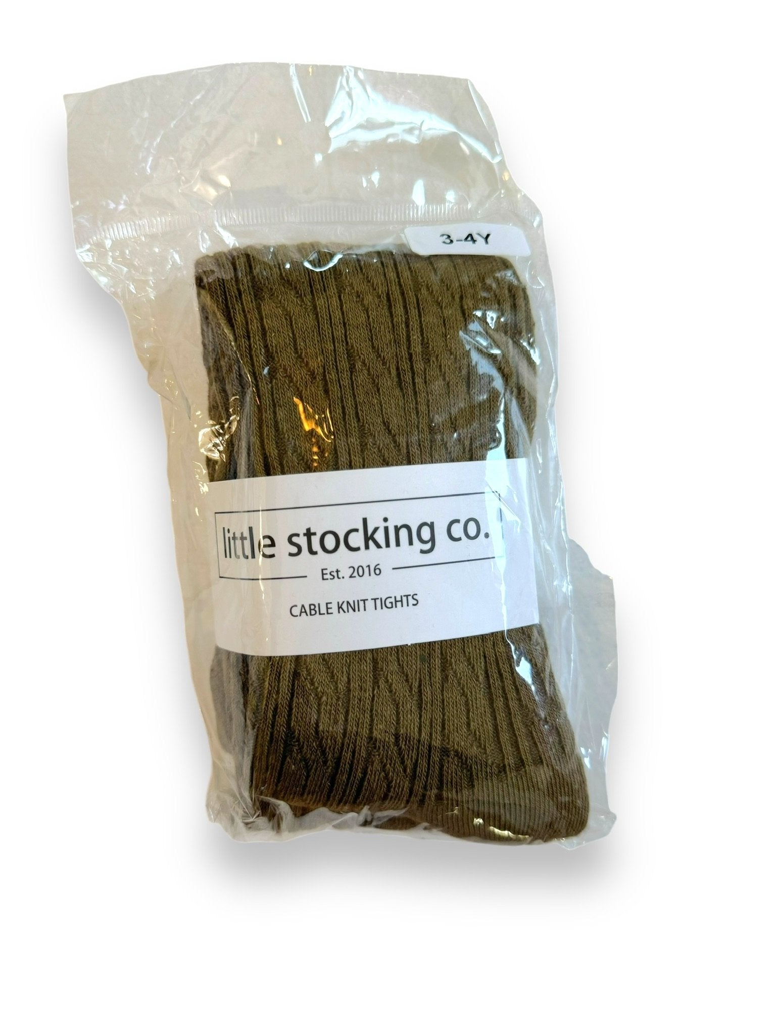 Size 3-4 Little Stocking Co 'Olive' cable knit tights NWT Default Title / 4-Mar / -