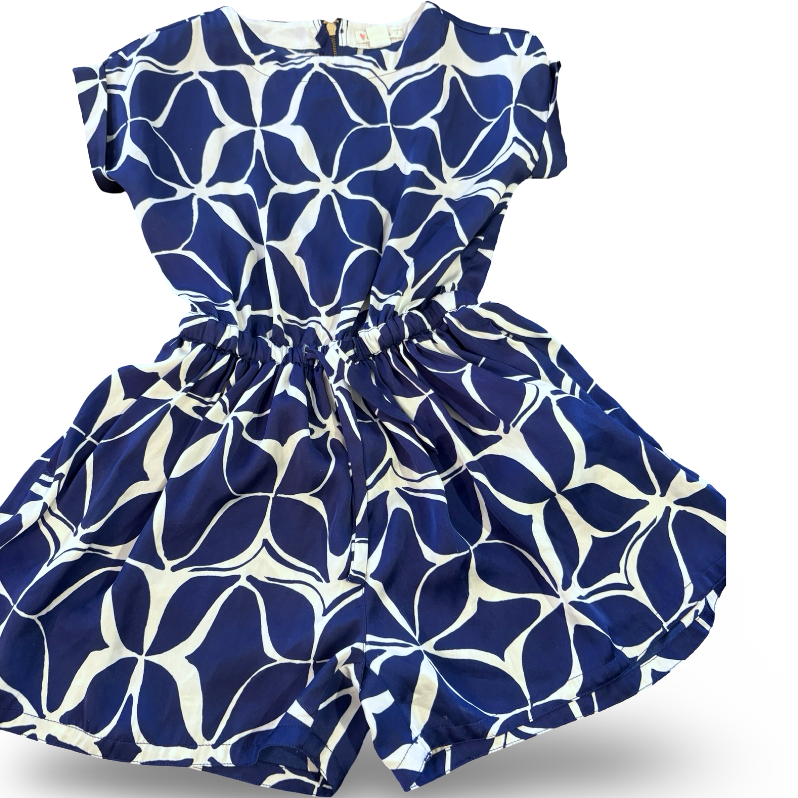 Size 5 Crewcuts navy and white romper with tie waist Default Title / 5 / Girl