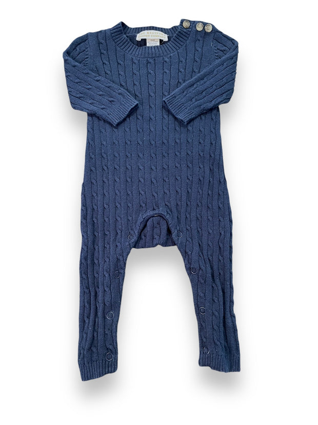 Size 0-3 month TBBC navy blue cable knit romper Default Title / 0-3 month / Boy