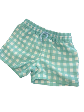 Size 4 TBBC blue/green/white checked shorts-wear on back pocket Default Title / 4 / Boy