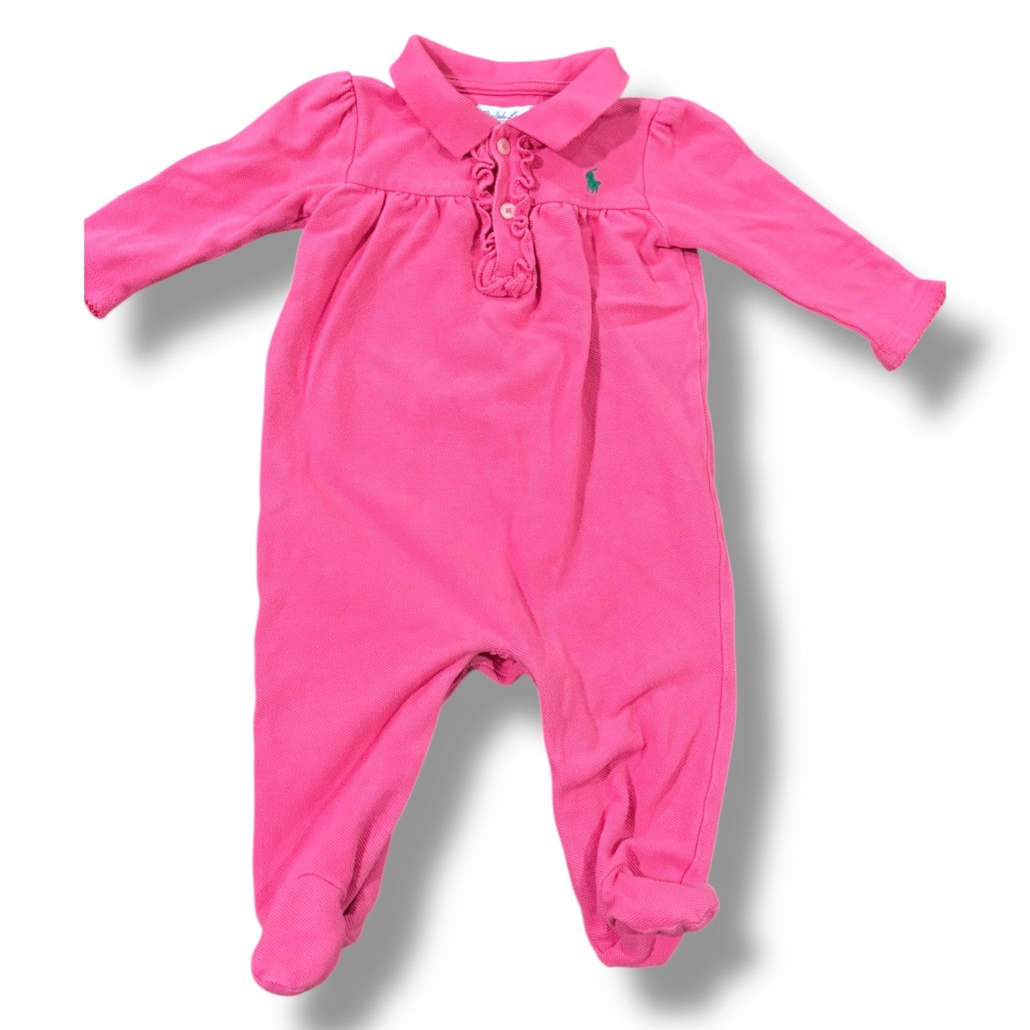 Size 6 month Ralph Lauren pink pique footie romper Default Title / 6 month / Girl
