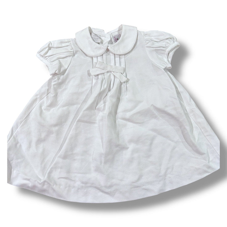 Size 9 month Frances Johnston white pique dress w/ bow on chest, matching bloomers NWT Default Title / 9 month / Girl