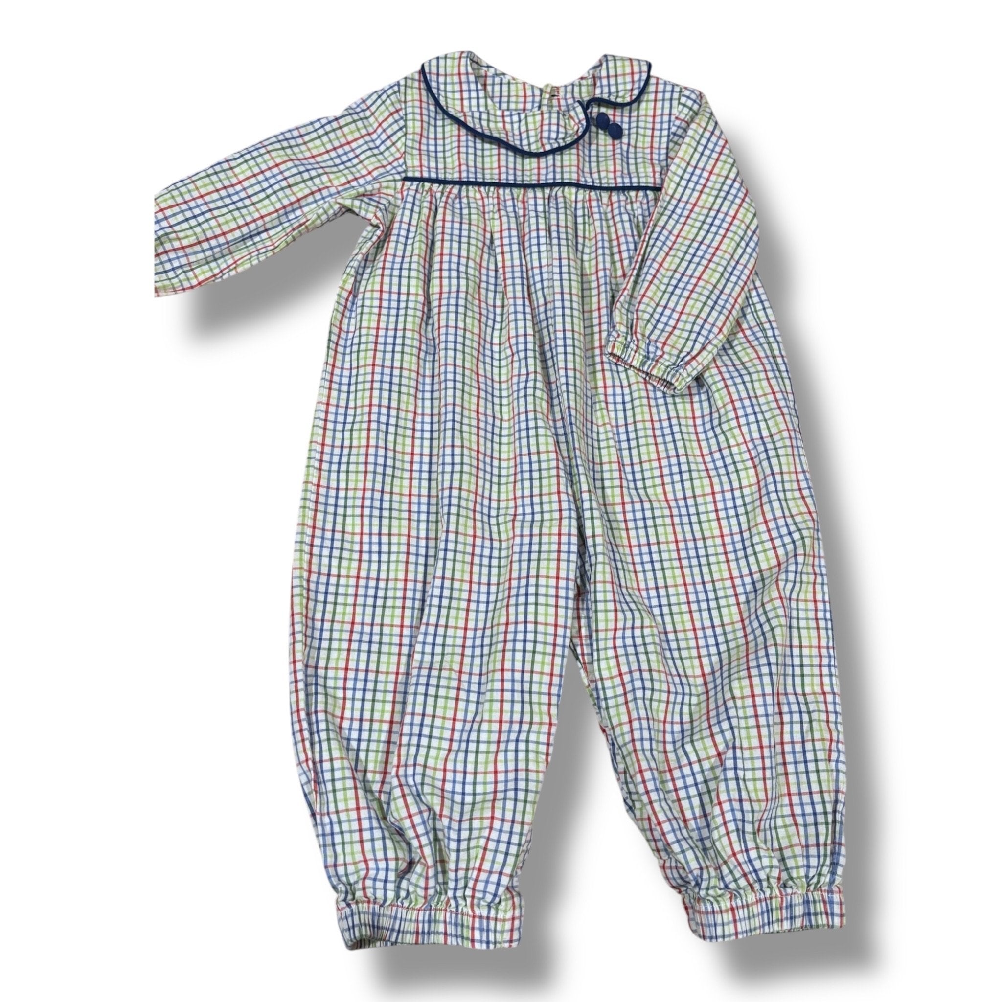 Size 18 month Mary & Grace green/blue/red/white plaid suit w/ blue corduroy piping, buttons Default Title / 18 month / Boy
