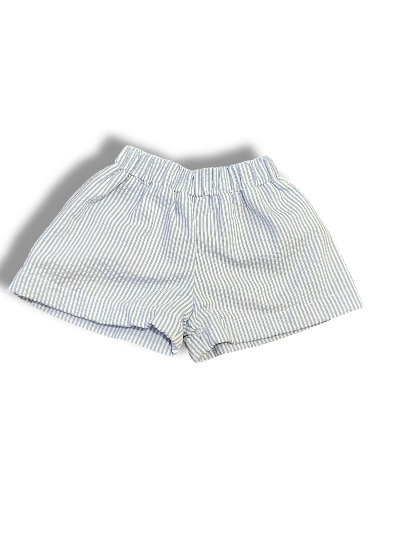 Size 0-6 month TBBC blue/white seersucker shorts, navy stork Default Title / 0-6 month / Boy