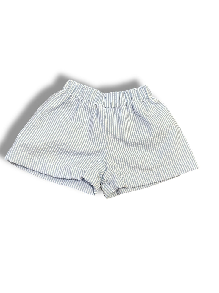 Size 0-6 month TBBC blue/white seersucker shorts, navy stork Default Title / 0-6 month / Boy