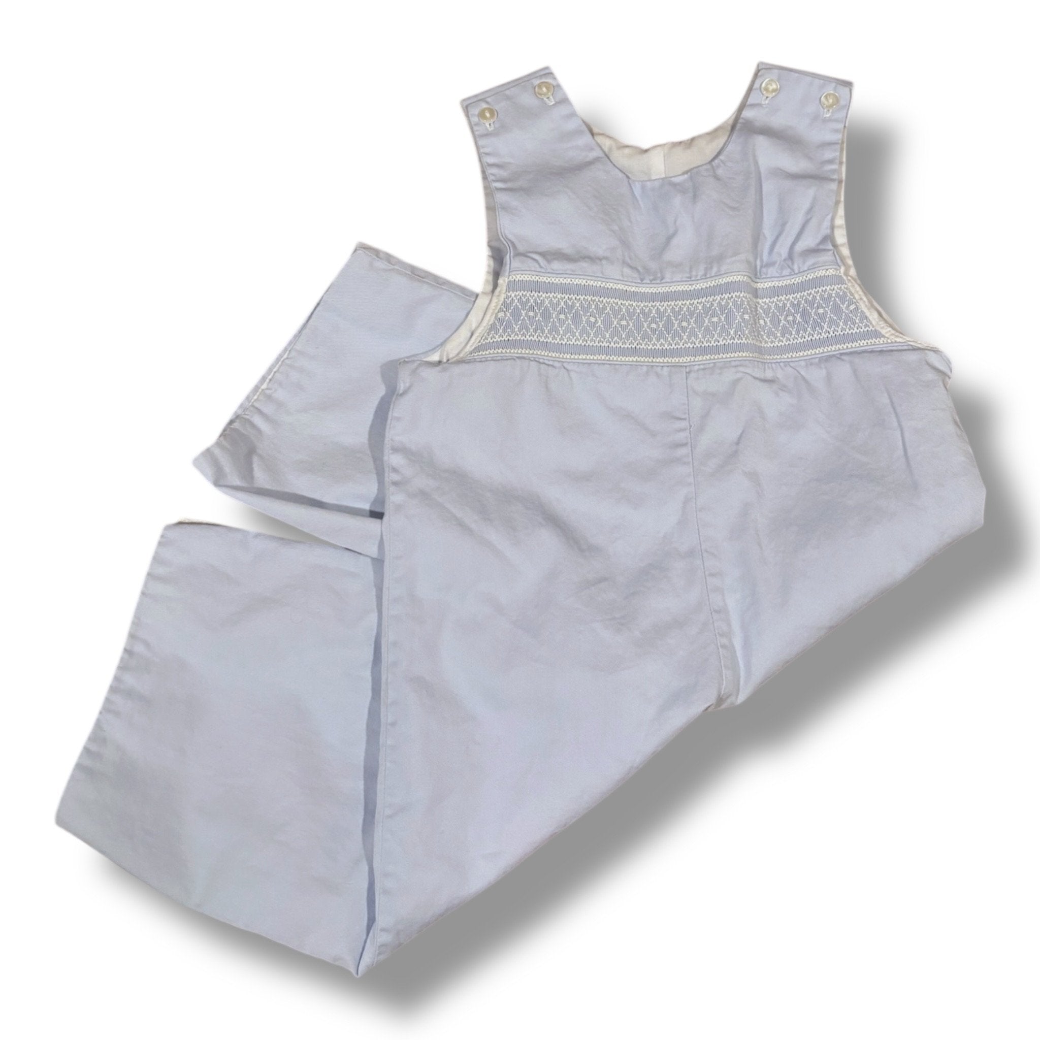 Size 24 month Petit Bebe light blue longall w/ blue/white smocking Default Title / 2 / Boy