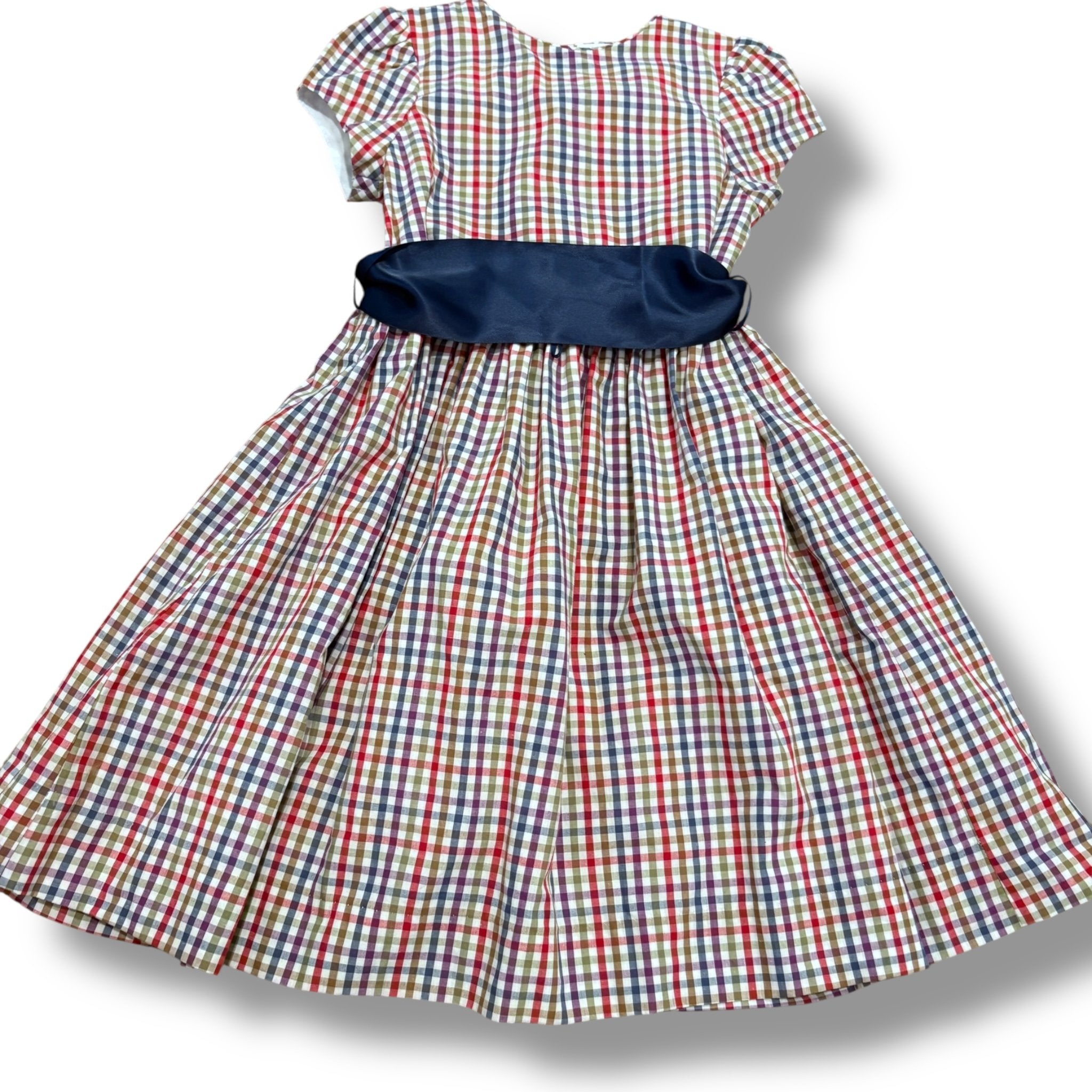 Size 6 Bailey boys burgundynavy/olive/purple/white plaid dress with navy satin sash Default Title / 6 / Boy
