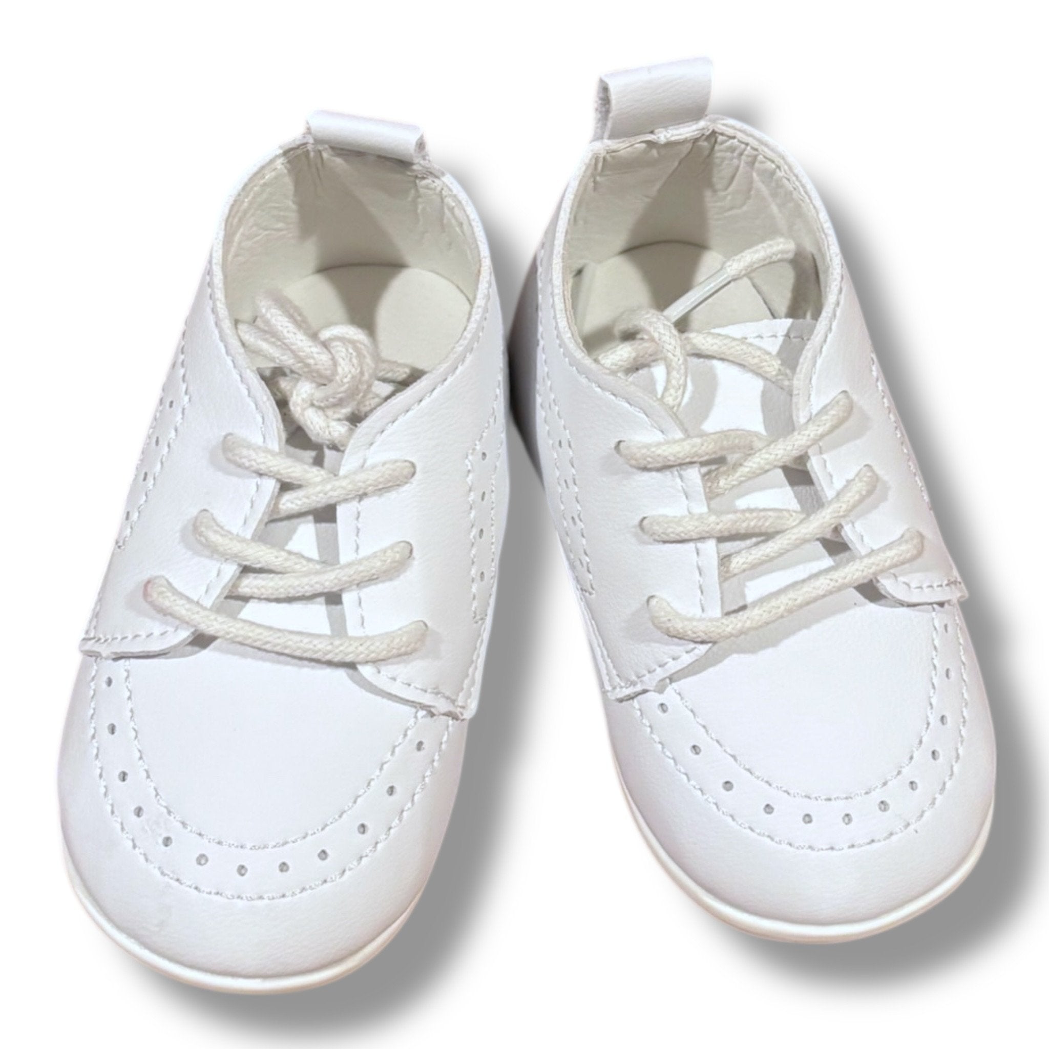 Size Infant 2 (no brand) white leather dress shoes w/ rubber soles Default Title / Infant / -