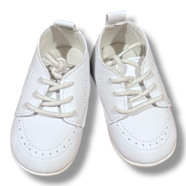 Size Infant 2 (no brand) white leather dress shoes w/ rubber soles Default Title / Infant / -